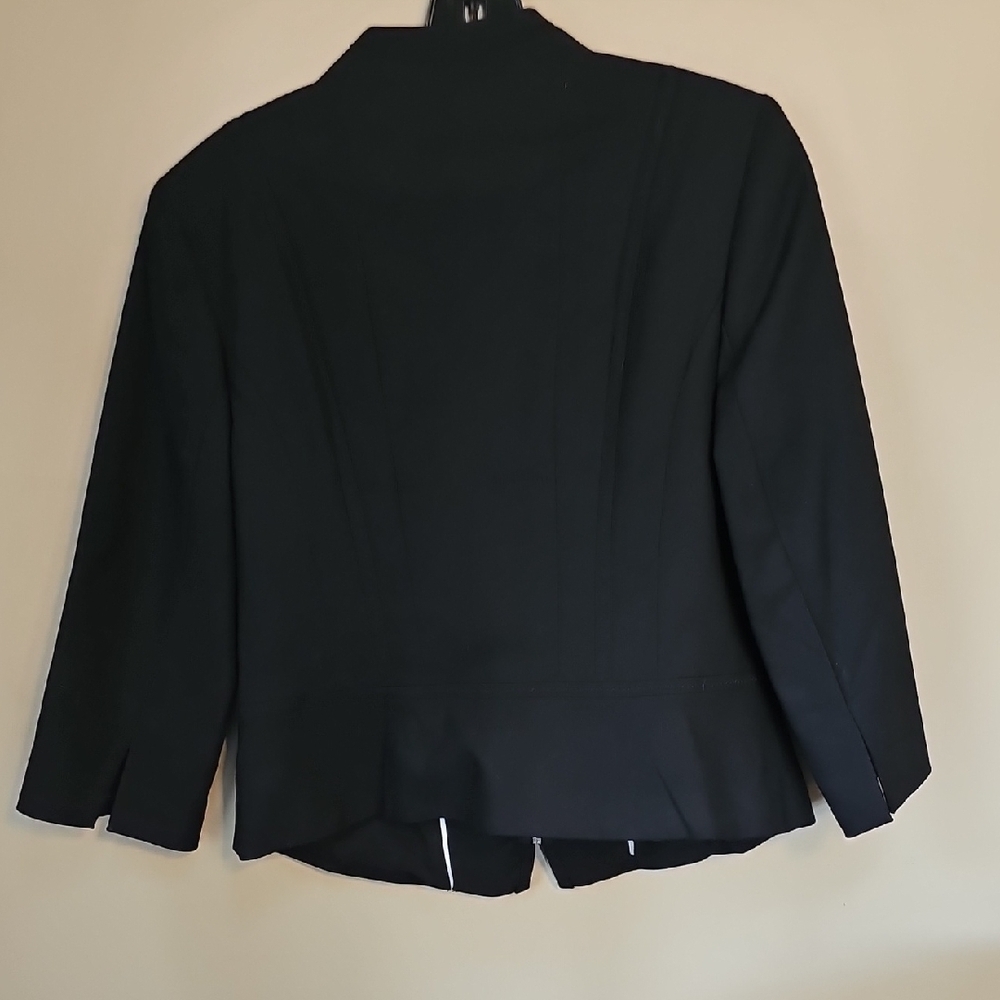 White House Black Market Black Ruffle-Trim Zip Blazer - Picture 5 of 6